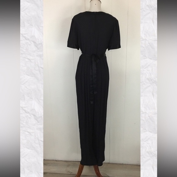 Vintage jumpsuit 80s 90s retro VTG EUC black tieback medium small full length - Picture 13 of 14